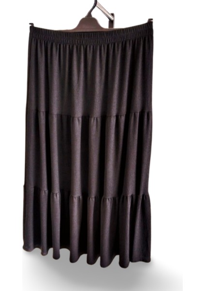 Beli Lastikli Bürümcek Kumaş Etek Anne Eteği Uzun Namaz Eteği Siyah 44-52 Beden