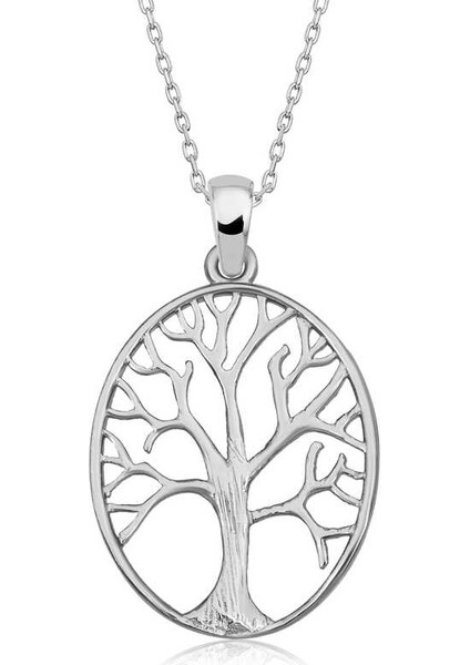 925 Ayar Gümüş Renkli Taşlı Hayat Ağacı Kadın Gümüş Kolye T7094 (292292)