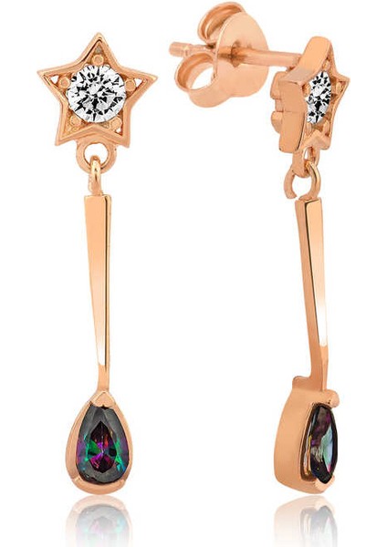 925 Ayar Gümüş Yıldızlı Damla Küpe T4330 (292292)