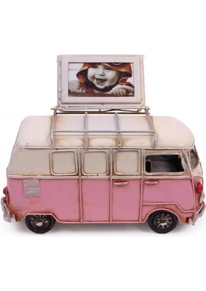 Dekoratif Metal Minibüs Çerçeveli ve Kumbaralı Hediyelik (1370) (292292)