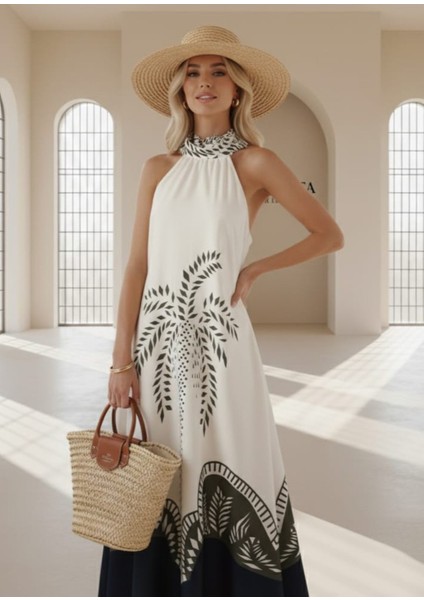 -Elbise Kadın Uzun Boy Boyundan Bağlamalı fiyatları