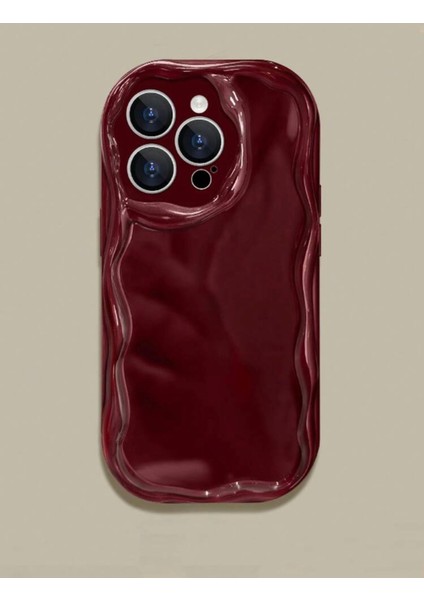 IPHONE 16 Pro Bordo Dalgalı Kenarlı Parlak Silikon Kılıf fiyatları