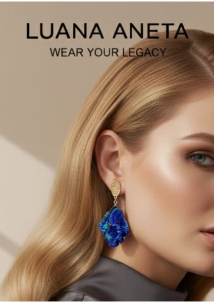 -Mavi Kırışık Dokulu Küpe