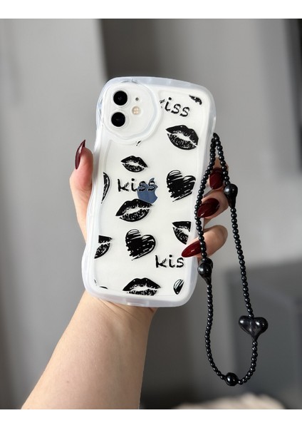 IPHONE 11 Charmlı Kalp Desenli Telefon Ipli Kılıf modelleri