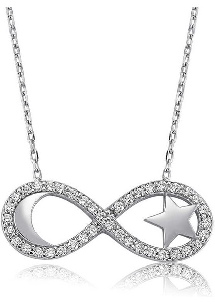 925 Ayar Gümüş Sonsuzluk Ay Yıldız Kadın Gümüş Kolye PT2610342 (292292)
