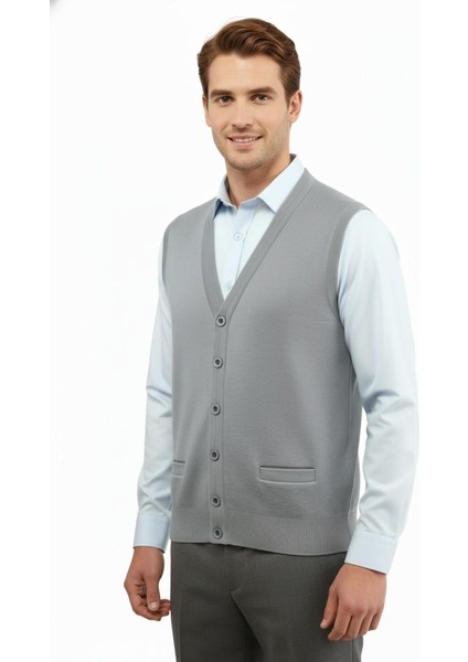 Erkek Düğmeli Yelek Cepli Çelik Örgü Klasik Kalıp 5200L BGL-ST04844 fiyatları