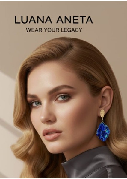 -Mavi Kırışık Dokulu Küpe modelleri