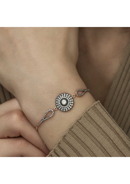 925 Ayar Gümüş Rose Elmas Montür Çiçek Bileklik T5225 (292292) fırsatları