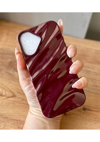 IPHONE 16 Bordo Dalgalı Yumuşak Silikon Kılıf