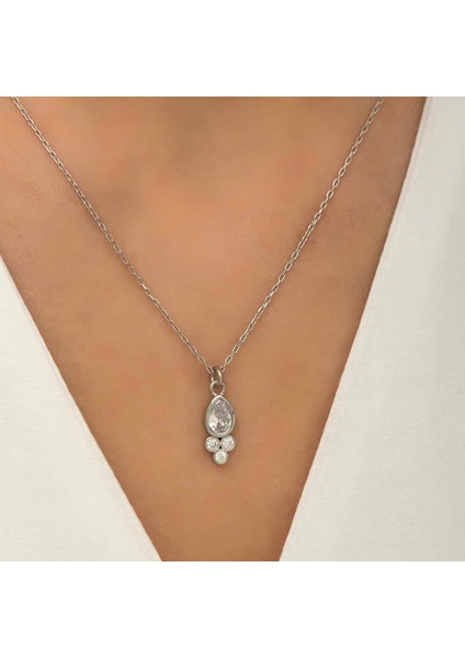 925 Ayar Gümüş Çiğ Damlası Tektaş Kadın Gümüş Kolye T5974 (292292) modelleri