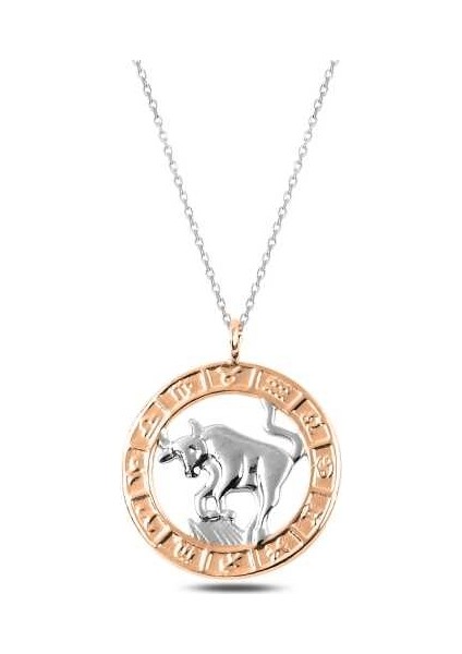 925 Ayar Gümüş Rose Boğa Burcu Kadın Gümüş Kolye T4910 (292292)