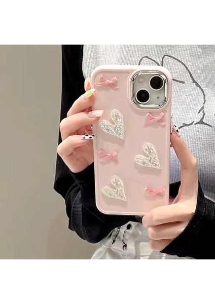 IPHONE 15 3D Kalp ve Fiyonklu Kılıf modelleri