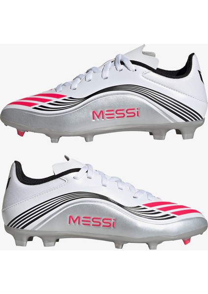 F50 Messi League Firm-Multi Ground Çocuk Beyaz Çim Saha Kramponu.-
