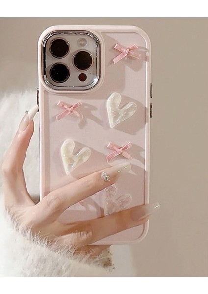 IPHONE 15 Promax 3D Kalp ve Fiyonklu Kılıf