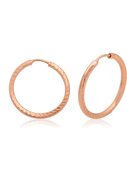 925 Ayar Gümüş Rose Küçük Burgu Halka Küpe T3939 (292292)