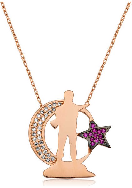 925 Ayar Gümüş Ay Yıldız Asker Gümüş Kolye T4149 (292292)