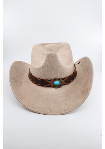 Unisex Kovboy Şapka – Ayarlanabilir Ip Detaylı, Deri Tokalı Western Şapka