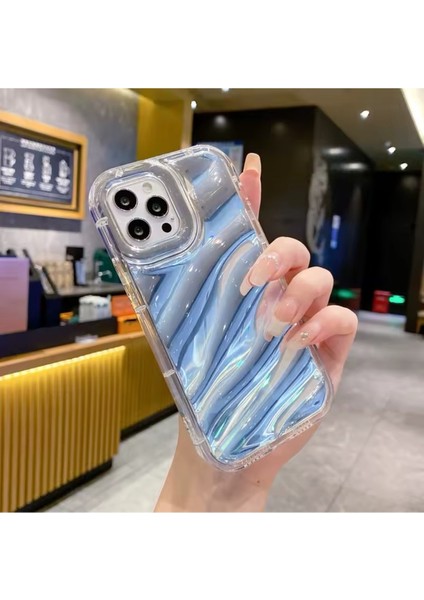 IPHONE 15 Promax Hologram Filmli Şeffaf Lazer Kesim Orta Kalın Kılıf