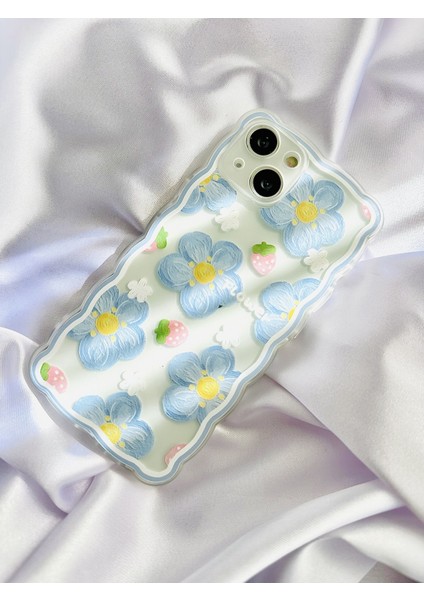 IPHONE 14 Plus Mavi Çiçekli Şeffaf Kılıf modelleri
