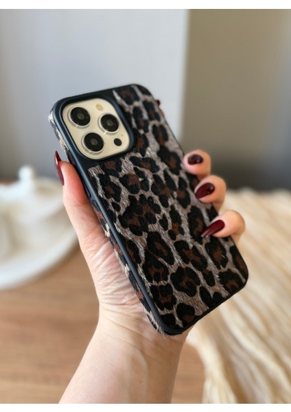 IPHONE 14 Promax Tüylü Leopar Desenli Yumuşak Dokulu Siyah Kılıf fiyatları