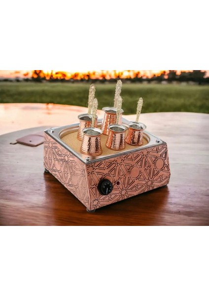Cahvee Kumda Kahve Makinesi | 34x32x16cm | Cezvesiz | 1000W | Bakır Elektrikli | El Yapımı | Kum Dahil