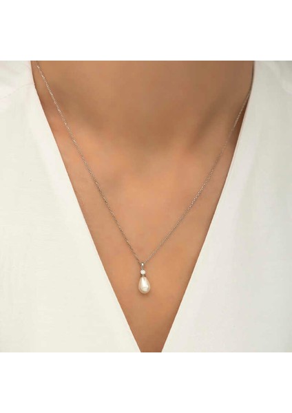 925 Ayar Gümüş Damla Inci Bayan Gümüş Kolye T5971 (292292) fiyatları