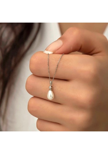 925 Ayar Gümüş Damla Inci Bayan Gümüş Kolye T5971 (292292) indirimleri