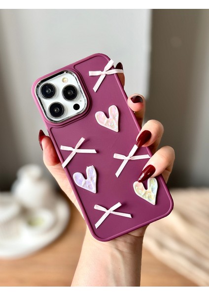 IPHONE 15 Promax 3D Fiyonk/kalp Dekorlu Kılıf