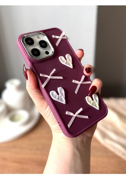 IPHONE 15 Promax 3D Fiyonk/kalp Dekorlu Kılıf modelleri