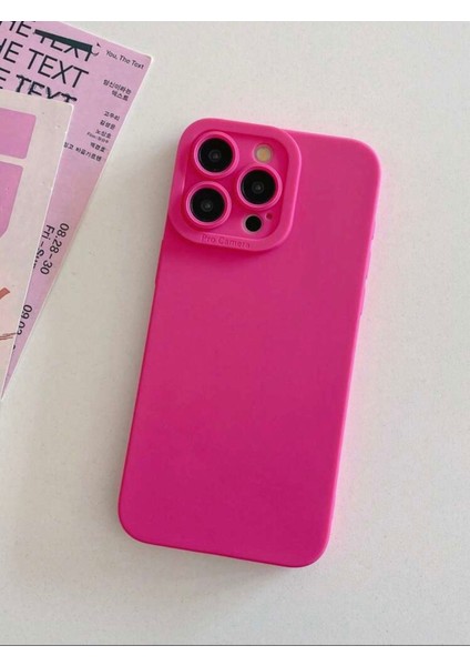 IPHONE 14 Pro Max Düz Silikon Fuşya Kılıf modelleri