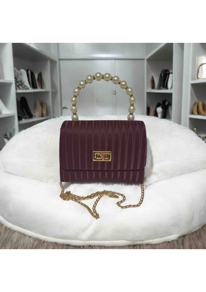 Incili Şık Zincirli El ve Omuz Kadın Abiye Çanta