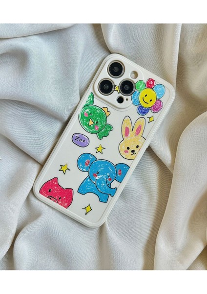 IPHONE 14 Promax Çizgi Desenli Ekru Renk Kılıf