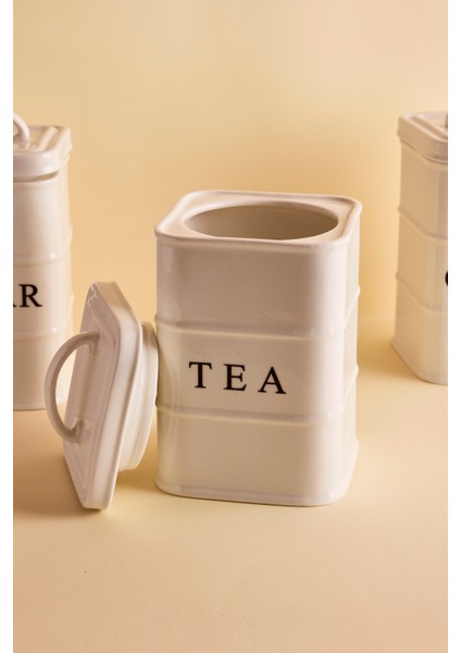 Bianca 3'lü Beyaz Porselen Çay Şeker Kahve Kavanoz Takımı fiyatları