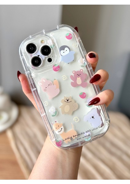 IPHONE 14 Pro Max Sevimli Desenli Kalın Şeffaf Kılıf