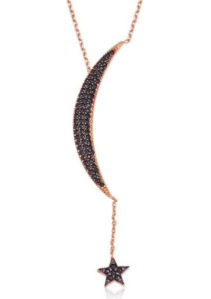 925 Ayar Gümüş Zincirli Ay Yıldız Kadın Gümüş Kolye PT2610313 (292292)