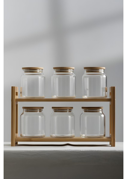 Pure Bambu Kapaklı 6'lı Cam Kavanoz Seti 290 cc modelleri