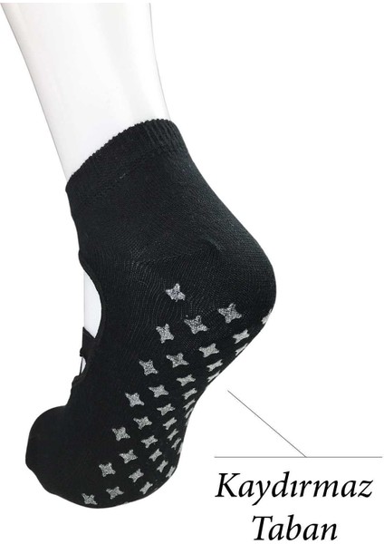 2 Adet Kaydırmaz Taban Kadın Dans Pilates ve Yoga Çorabı Siyah Krem fırsatları