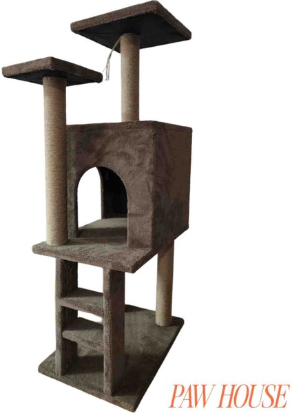 Pawhouse Iki Katlı Kare Kedi Evi Kahverengi