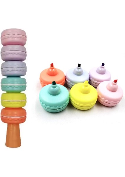 Renkli Fosforlu Kalem Makaron Şeklinde Pastel Renk Keçeli Işaretleme Kalemi