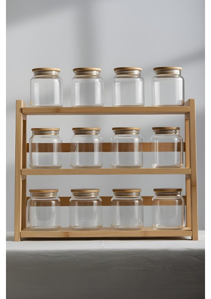 Pure Bambu Kapaklı 12'li Cam Kavanoz Seti 290 cc fırsatları