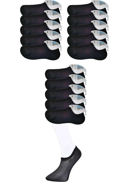 Siyah Erkek Görünmez Çorap 15 Çift