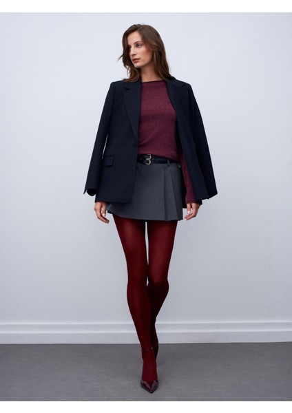 10840 Kayık Yaka Kaşmir Karışımlı Kazak-Bordo M. indirimleri