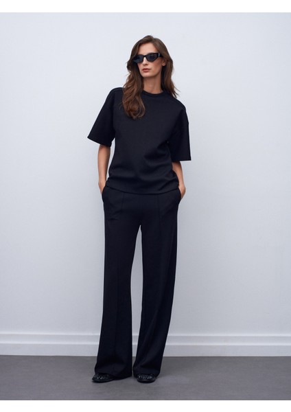 31975 Kısa Kollu Oversize T-Shirt-Siyah indirimleri