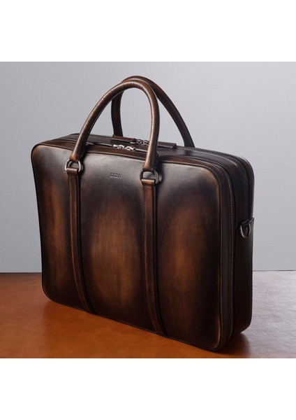 Erkek Kahve Deri Evrak Çantası