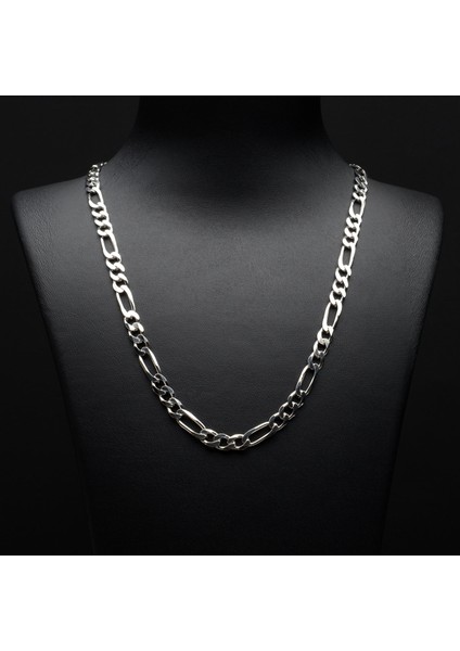 150 Mikron Rodyum Figaro Gümüş Zincir