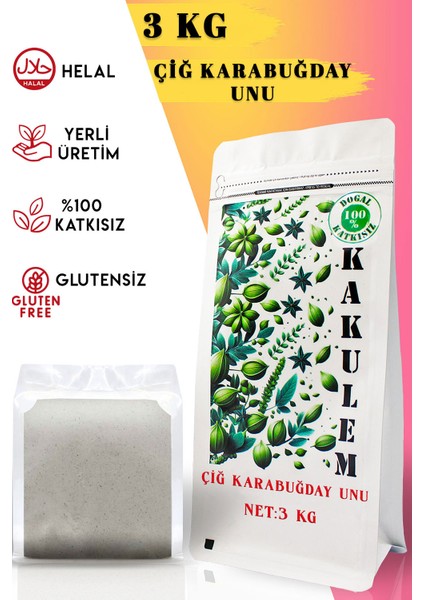 Glutensiz Sertifikalı Çiğ Karabuğday Unu 3 kg Greçka Unu