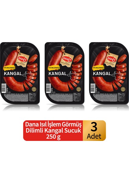 Dana Dilimli Sucuk Isıl Işlem Görmüş 250 G x 3 Adet