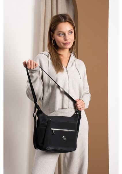 Kadın 4 Bölmeli Suni Yumuşak Deri Omuz ve Sırt Çantası