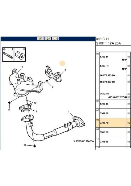 Eksoz Manıfold Contası TU5JP 106/206/306 Psa 0349.A6