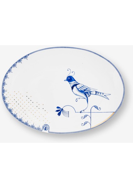 Blue Bird Beyaz Porselen Servis Tabağı 30X21,5 cm